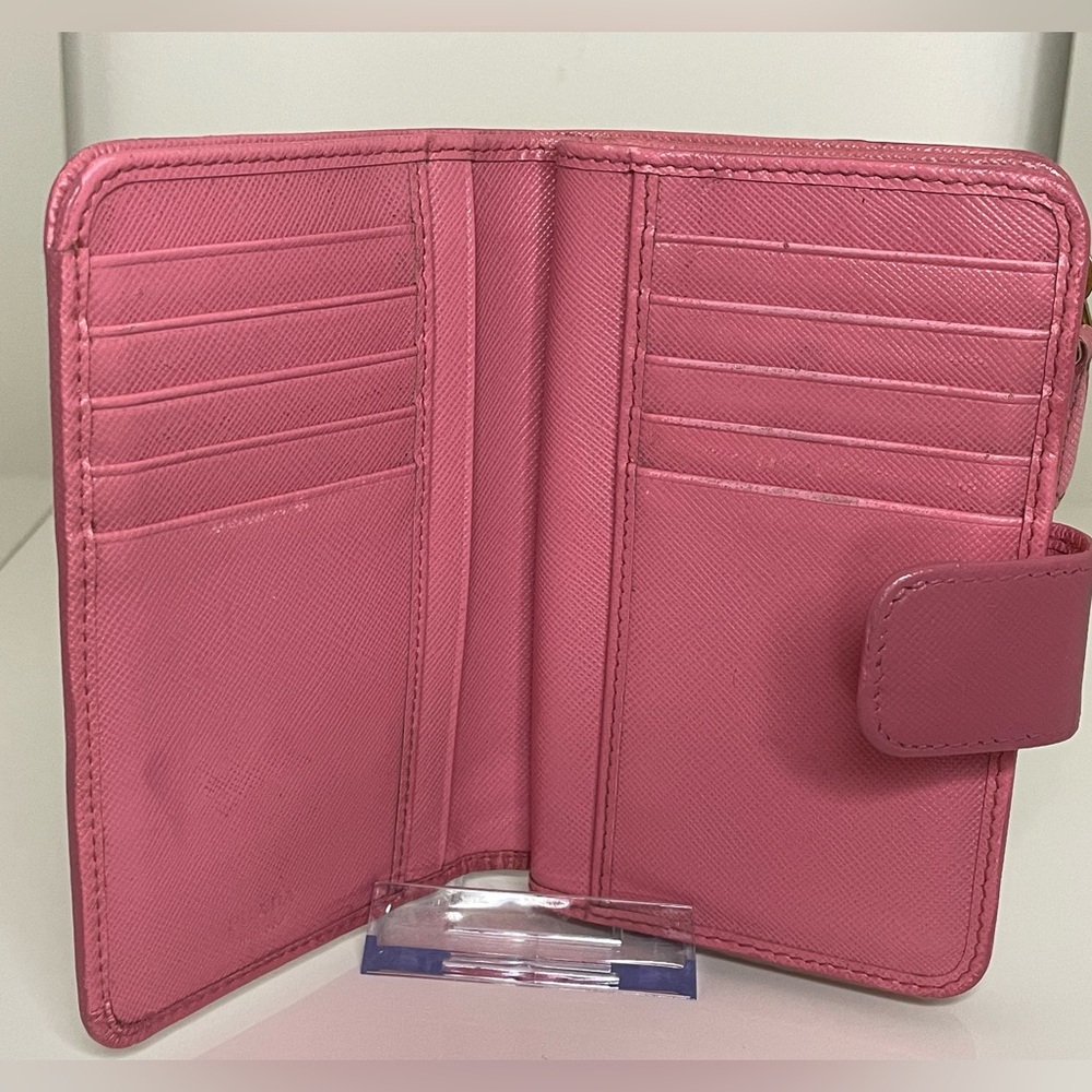 Prada Pink Saffiano Leather Zippy Small Wallet - Picture 6 of 8